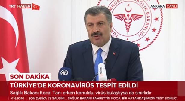 Sağlık Bakanı: Bugün akşam saatlerinde koronavirüs şüphesi olan bir vatandaşımızın test sonucu pozitif çıktı