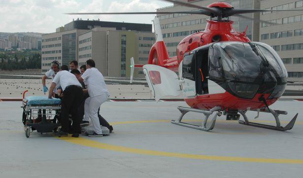 Ankara Şehir Hastanesi yerleşkesinde ilk kez ambulans helikopterle deneme uçuşu yapıldı 